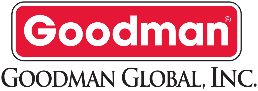 Goodman Global, Inc. logo in red and white with bold lettering and registered trademark symbol.