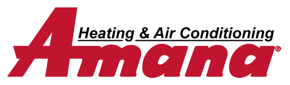 Amana Heating & Air Conditioning logo with red and black text.